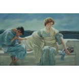 Oil painting on canvas. A classical Greek scene. Unsigned. Framed. H.63 W.72cm.