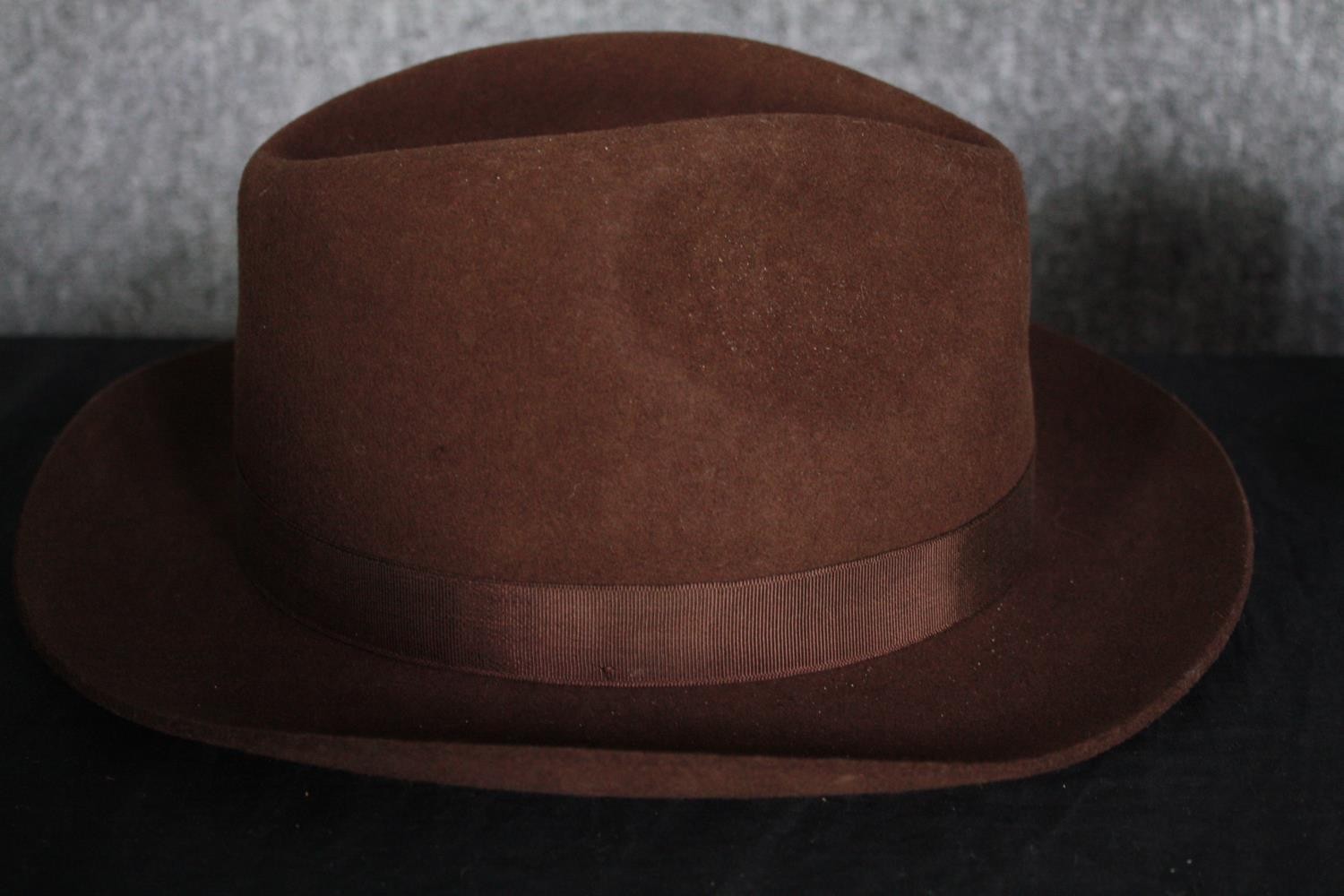 Two top hats and a Homburg. The black top hat made by PJ Powell. Size large, medium and size 7. - Image 4 of 8