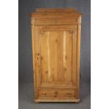 Hall cupboard or wardrobe, late 19th century Scandinavian pine. H.173 W.90 D.52cm.