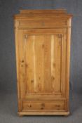Hall cupboard or wardrobe, late 19th century Scandinavian pine. H.173 W.90 D.52cm.