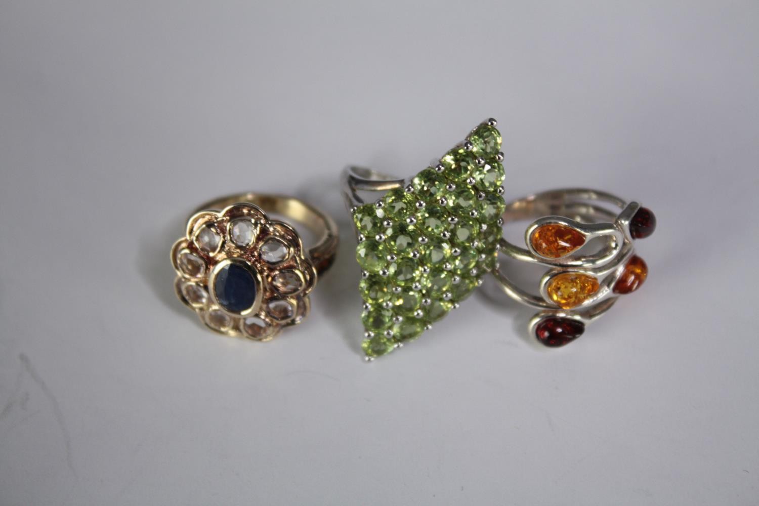 A collection of ten silver gem-set rings of various designs. Set with peridot, Tourmaline, - Image 2 of 5
