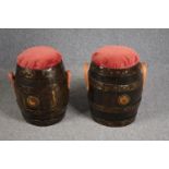 A pair of stools made from old coopered barrels. H.47 Dia.33cm. (each)