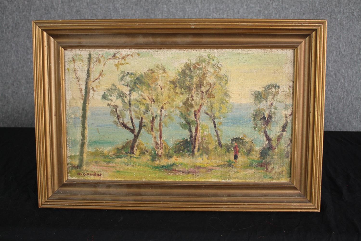 Oil painting on canvas. Landscape. Signed lower left 'A. Goudia'? Framed. H.38 W.51cm. - Image 2 of 4