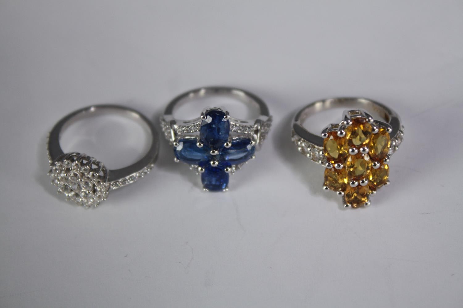 A collection of ten silver gem-set rings of various designs. Set with Tanzanite, sapphire, - Image 4 of 5