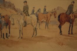 Watercolour painting. Hunting scene. Signed lower left 'Claud' but but with an illegible surname.