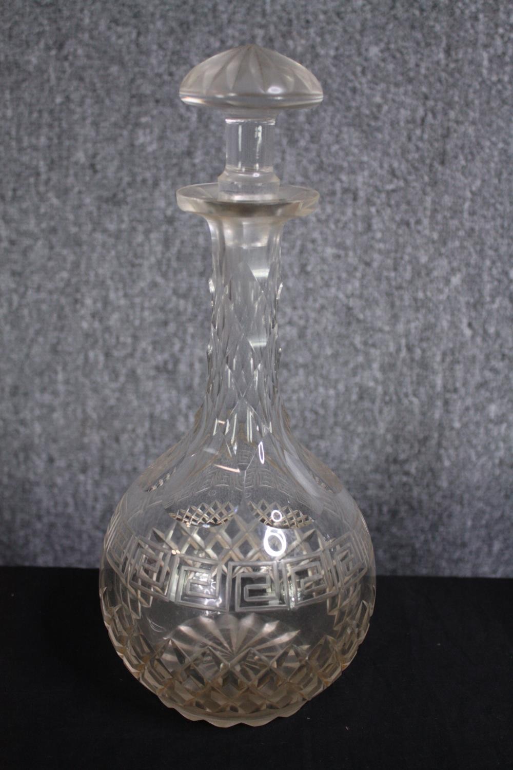 Two cut glass decanters with stoppers. Probably late nineteenth century. H.33cm. (largest) - Image 2 of 4