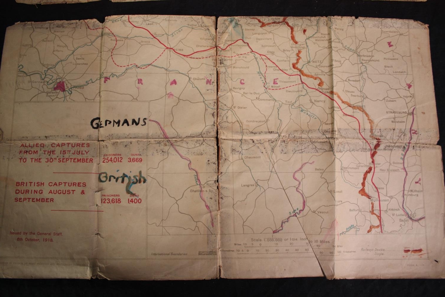 A fascinating trench or situation map detailing the allied advance from the 30th July to 5th - Image 2 of 7