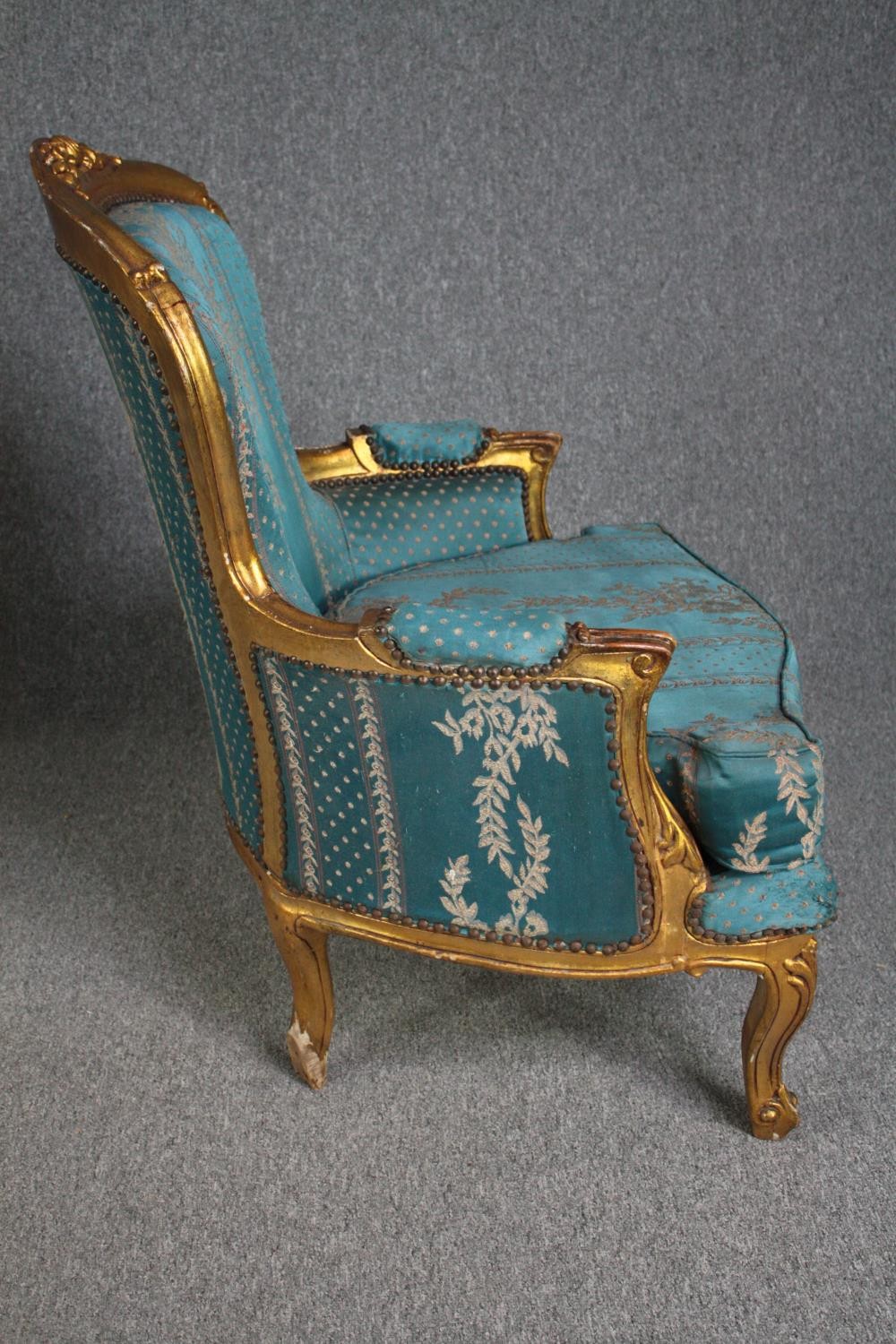 Armchairs, pair contemporary Louis XV style carved giltwood. H.95cm. (each) - Image 4 of 6