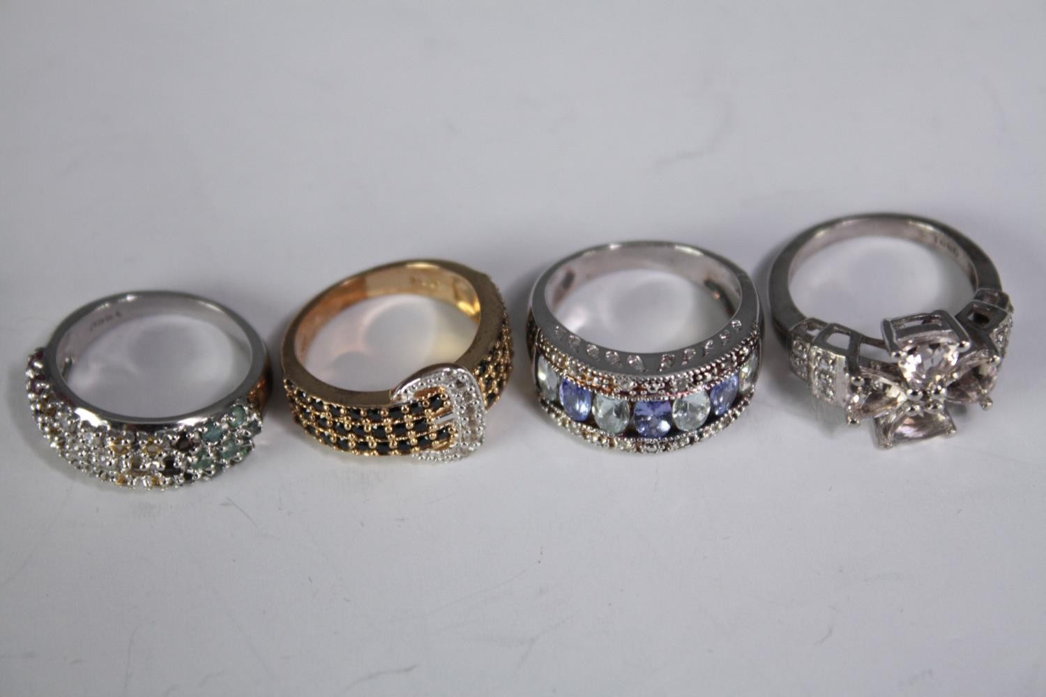 A collection of ten silver gem-set rings of various designs. Set with Tanzanite, sapphire, - Image 5 of 5