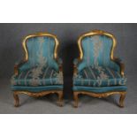 Armchairs, pair contemporary Louis XV style carved giltwood. H.95cm. (each)