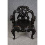 Armchair, C.1900 Chinese lacquered. H.86 W.64 D.47cm.