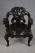 Armchair, C.1900 Chinese lacquered. H.86 W.64 D.47cm.