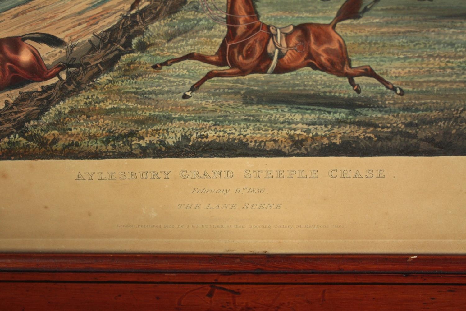 "Aylesbury Grand Steeple Chase, "The Lane Scene". Chromolithograph. Circa 1866. Framed and glazed. - Image 3 of 4