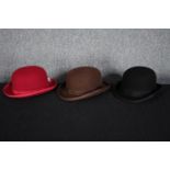 Three Bowler hats. Size small and medium. Made by PJ Powell and Major.