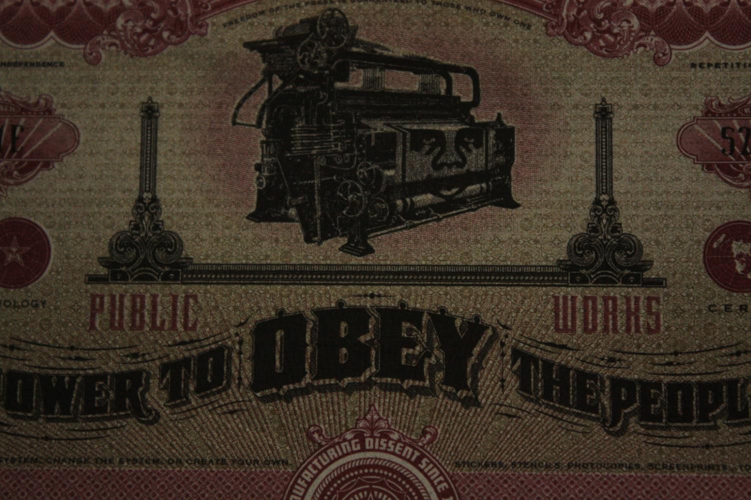 Shepard Fairey OBEY. Twelve double sided 'Bank of Capitalism' notes. "Obedience is the most valuable - Image 4 of 6