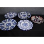 Five large decorative plates. Hand coloured with 'Portugal 483' written on the base. Dia.37 cm. (