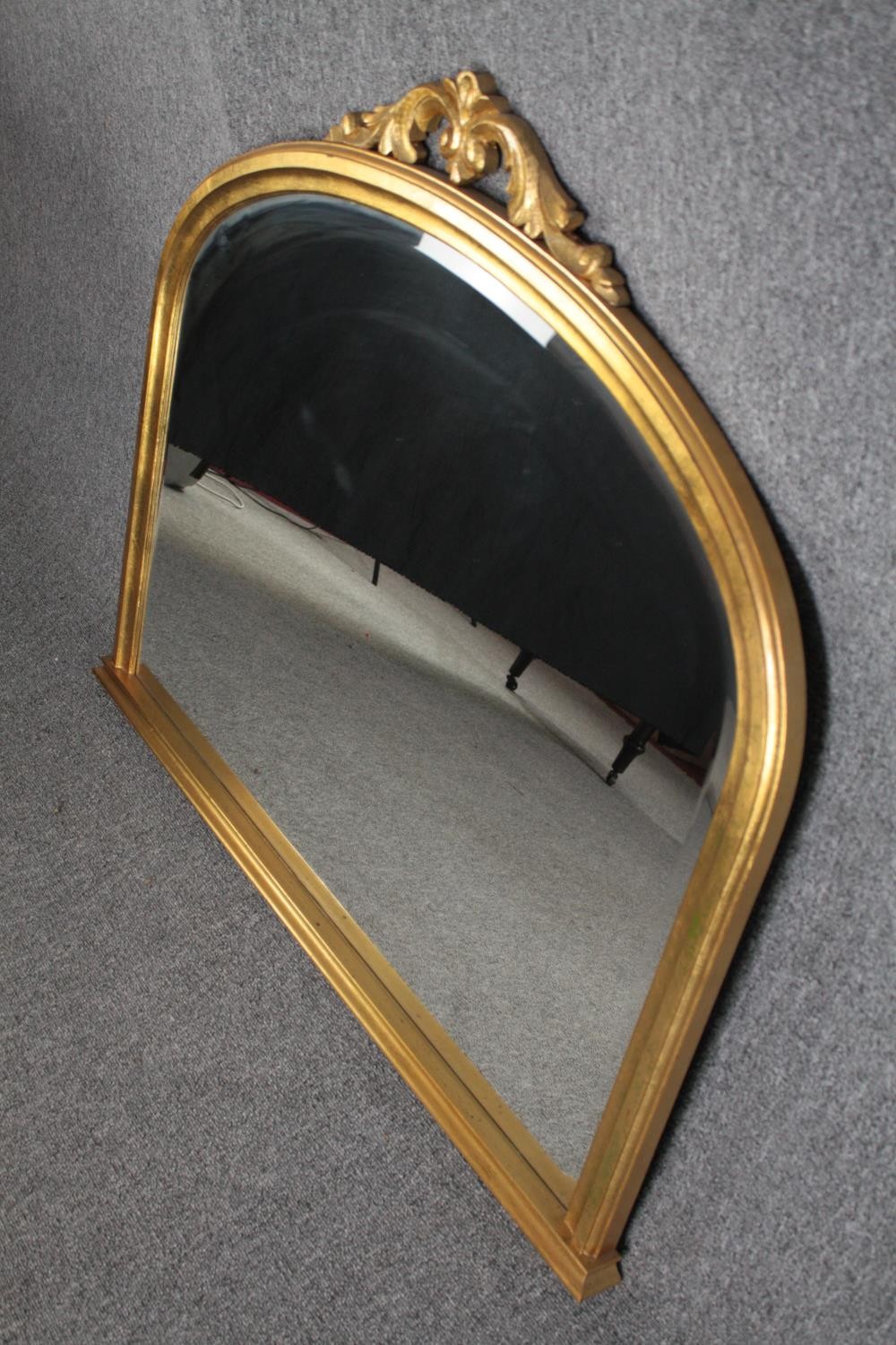 Overmantel mirror, contemporary Victorian style carved giltwood with bevelled plate. H.92 W.105cm. - Image 2 of 4