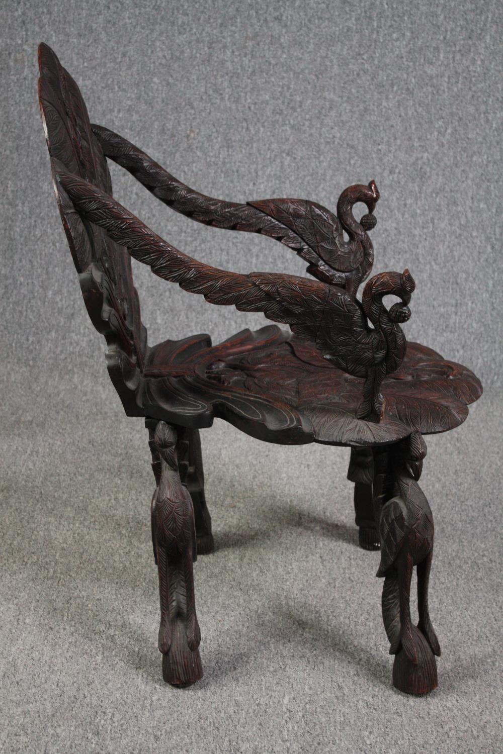 Grotto chair, 19th century Venetian style with allover bird and foliate carving. H.87cm. - Image 3 of 11