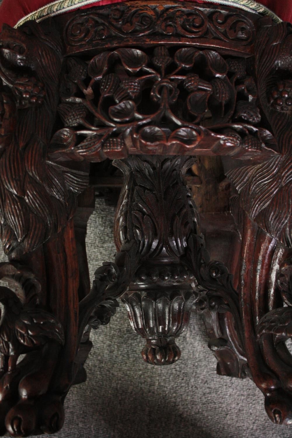 Stool, Burmese carved hardwood. H.54 Dia.46cm. - Image 4 of 4