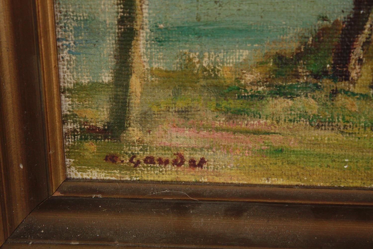 Oil painting on canvas. Landscape. Signed lower left 'A. Goudia'? Framed. H.38 W.51cm. - Image 3 of 4