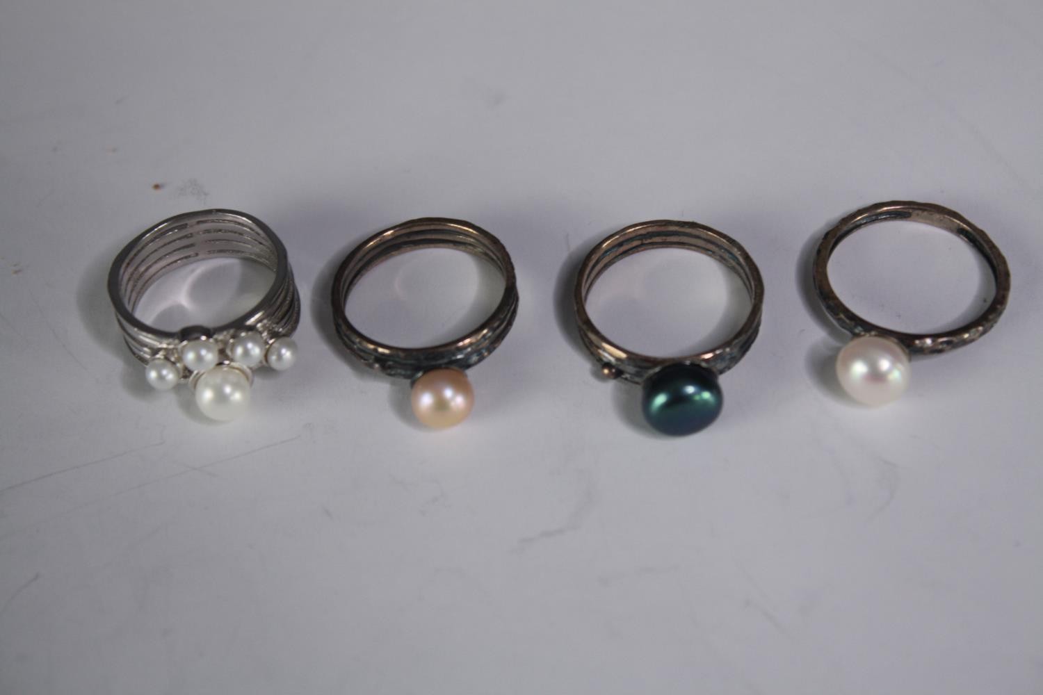 A collection of ten silver gem-set rings of various designs. Set with Labradorite, Fire opal, - Image 4 of 4