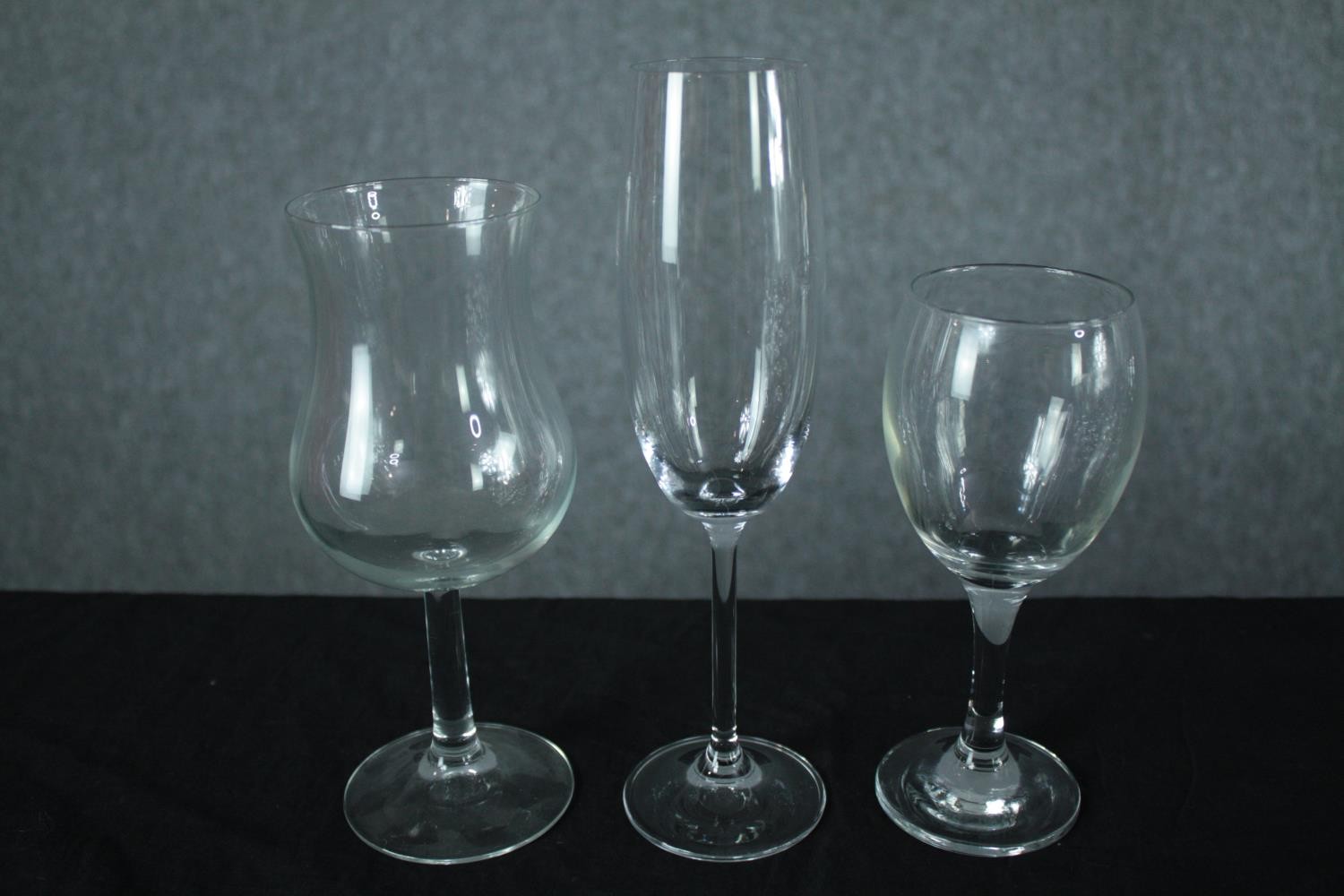 A mixed collection of stemmed glasses. In sets of eight, six, and three with a single sherry - Image 2 of 3
