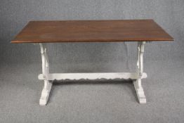 Dining table, vintage oak and painted farmhouse style. H.75 W.152 D.81cm.
