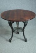 Pub table, vintage with heavy cast iron base. H.70 Dia.68cm.