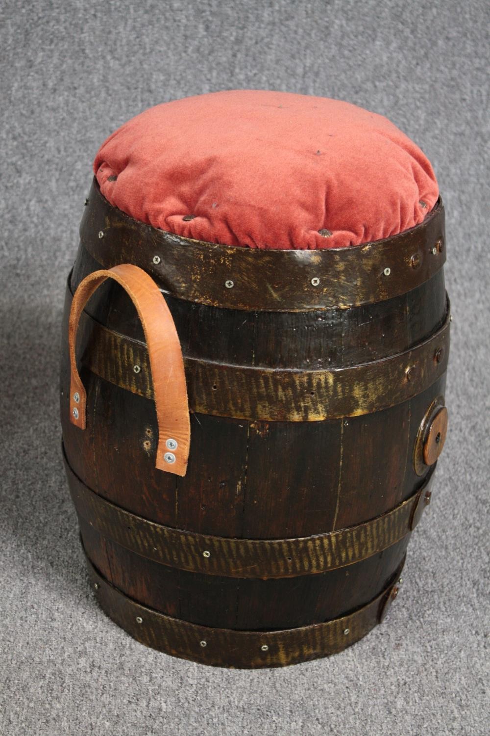 A pair of stools made from old coopered barrels. H.47 Dia.33cm. (each) - Image 4 of 5