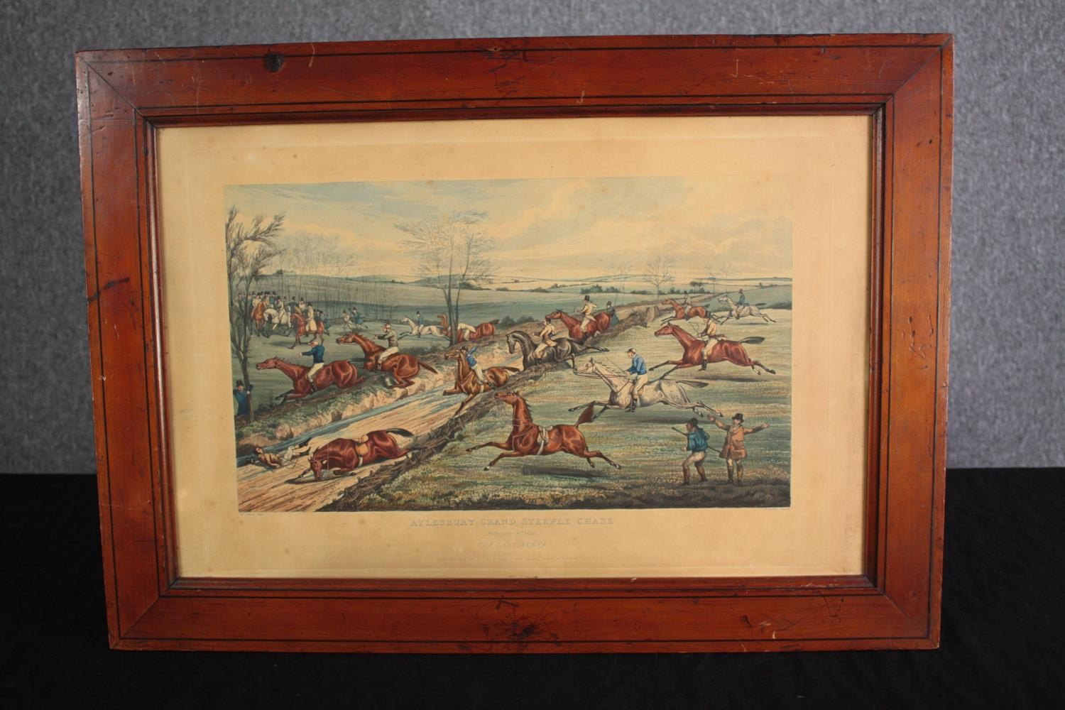 "Aylesbury Grand Steeple Chase, "The Lane Scene". Chromolithograph. Circa 1866. Framed and glazed. - Image 2 of 4