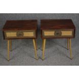 Bedside tables, a pair, vintage style. H.51 W.45 D.33cm. (each)