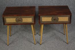 Bedside tables, a pair, vintage style. H.51 W.45 D.33cm. (each)