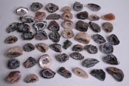 A collection of fifty one agate small crystal geodes. H.4 W.5cm. (largest)
