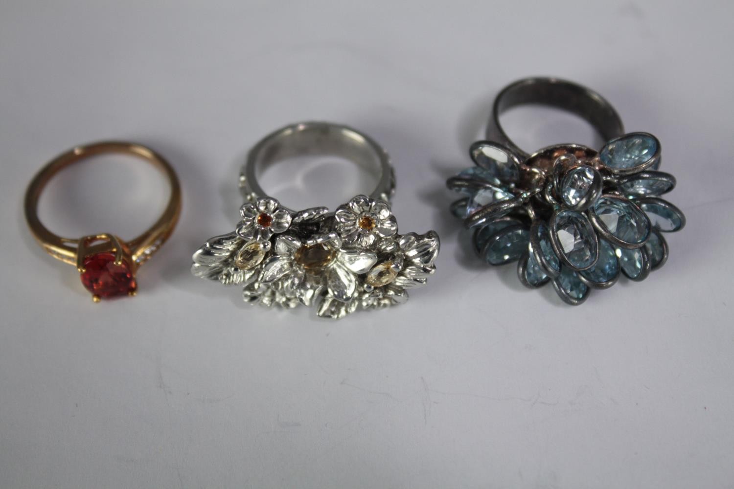 A collection of ten silver gem-set rings of various designs. Set with blue topaz, amethyst and ruby. - Image 3 of 4