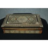 A 19th century bone and marquetry damascene micro mosaic Islamic jewellery box.