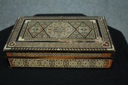 A 19th century bone and marquetry damascene micro mosaic Islamic jewellery box.