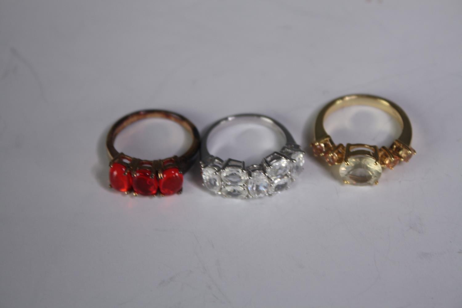 A collection of ten silver gem-set rings of various designs. Set with Labradorite, Fire opal, - Image 3 of 4