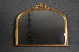 Overmantel mirror, contemporary Victorian style carved giltwood with bevelled plate. H.92 W.105cm.