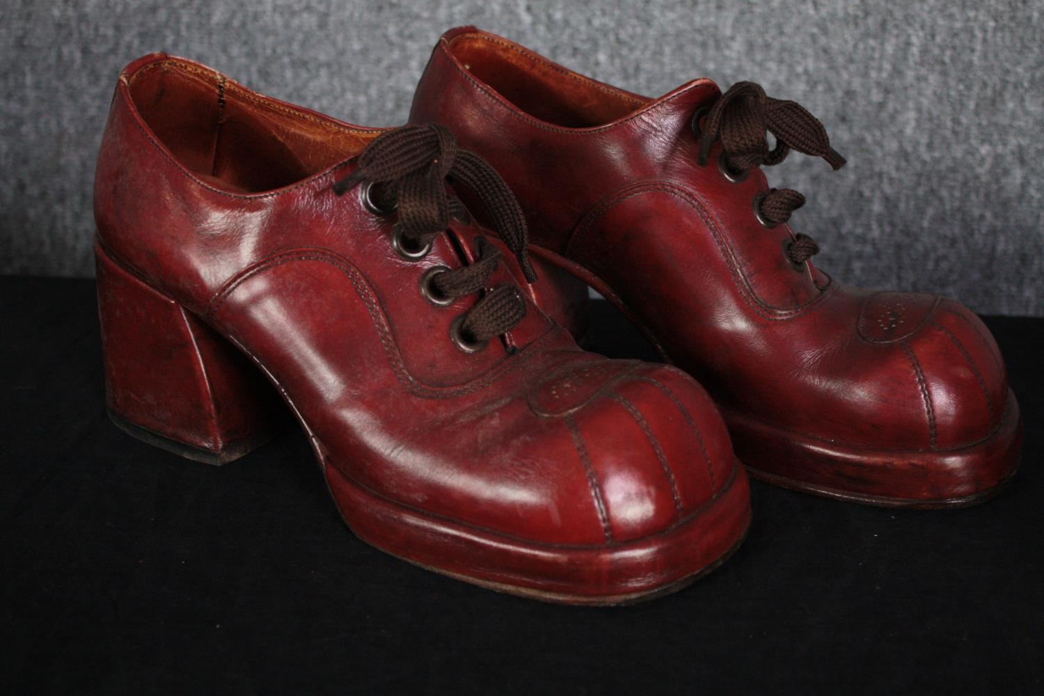 Anthony F. Richardson. Two pairs of 1970s platform high heeled shoes with their shoe trees made - Image 8 of 13
