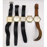 A collection of five men's vintage watches, including a Pulsar, a Desta Ultra flat automictic watch,