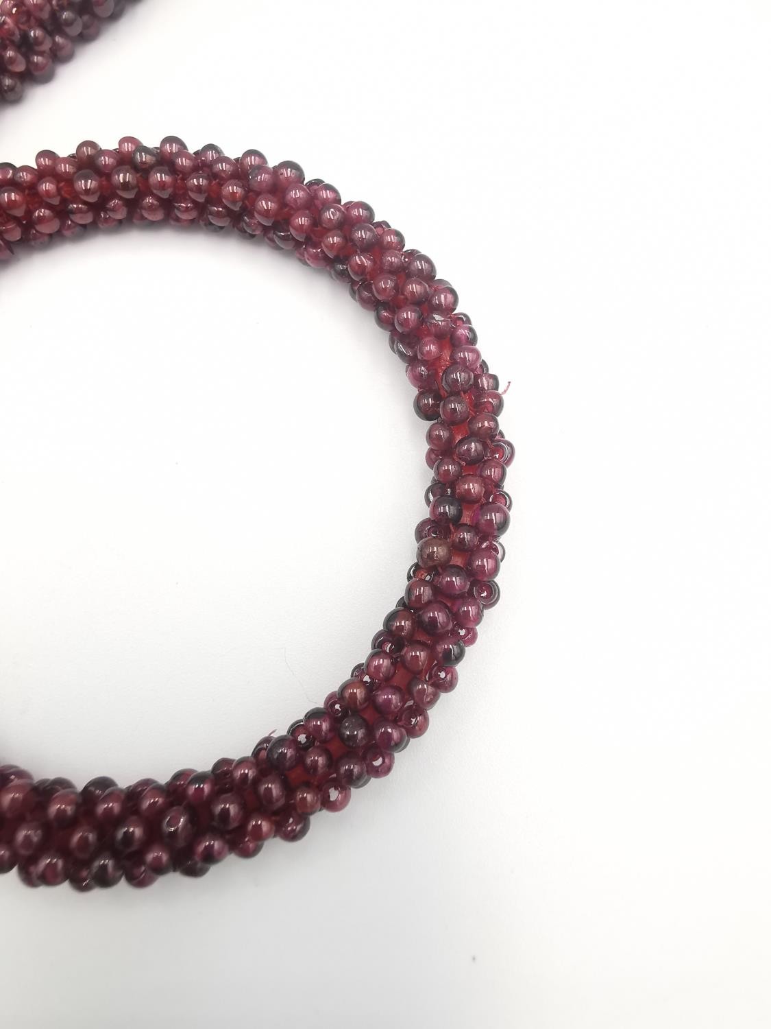 A collection of gemstone jewellery, including a garnet bead rope necklace and bangle, a green - Image 3 of 14