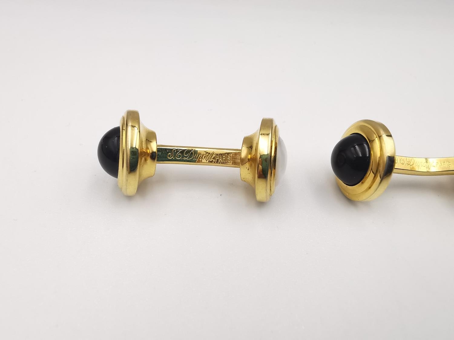 A collection of cufflinks, pins and a silver ring. Includes a pair of S.T. Dupont gold plated onyx - Image 8 of 11