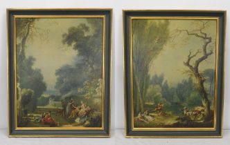 After Jean Honore Fragonard, two framed and glazed prints of 'A Game of Hot Cockles' and 'A Game