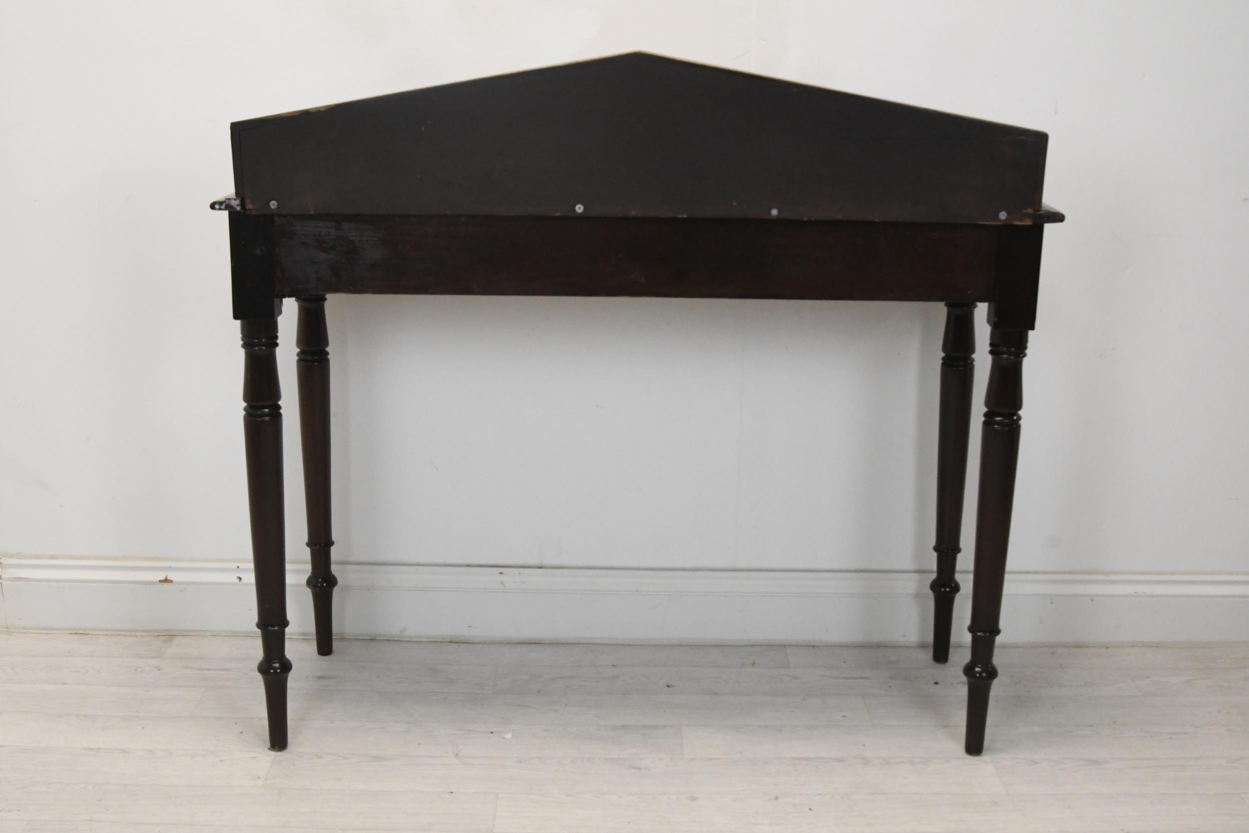 Console table, mid 19th century mahogany on turned supports. H.98 W.102 D.42 (Some damage as seen). - Image 6 of 6