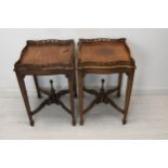 Lamp tables or occasional tables, a pair, Chippendale style mahogany. H.75 W.48 D.48 (In need of