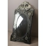 Pier mirror, Venetian style etched glass. H.138 W.68