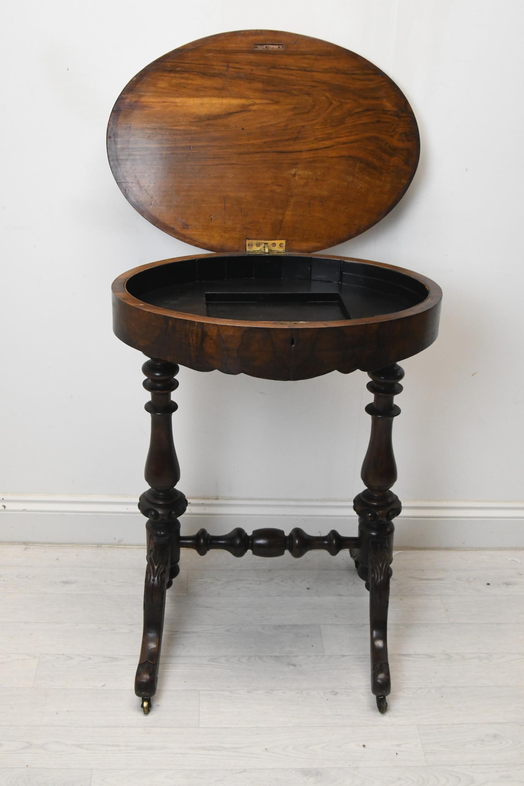 Work table, Victorian burr walnut. H.79 W.60 D.50 - Image 3 of 4