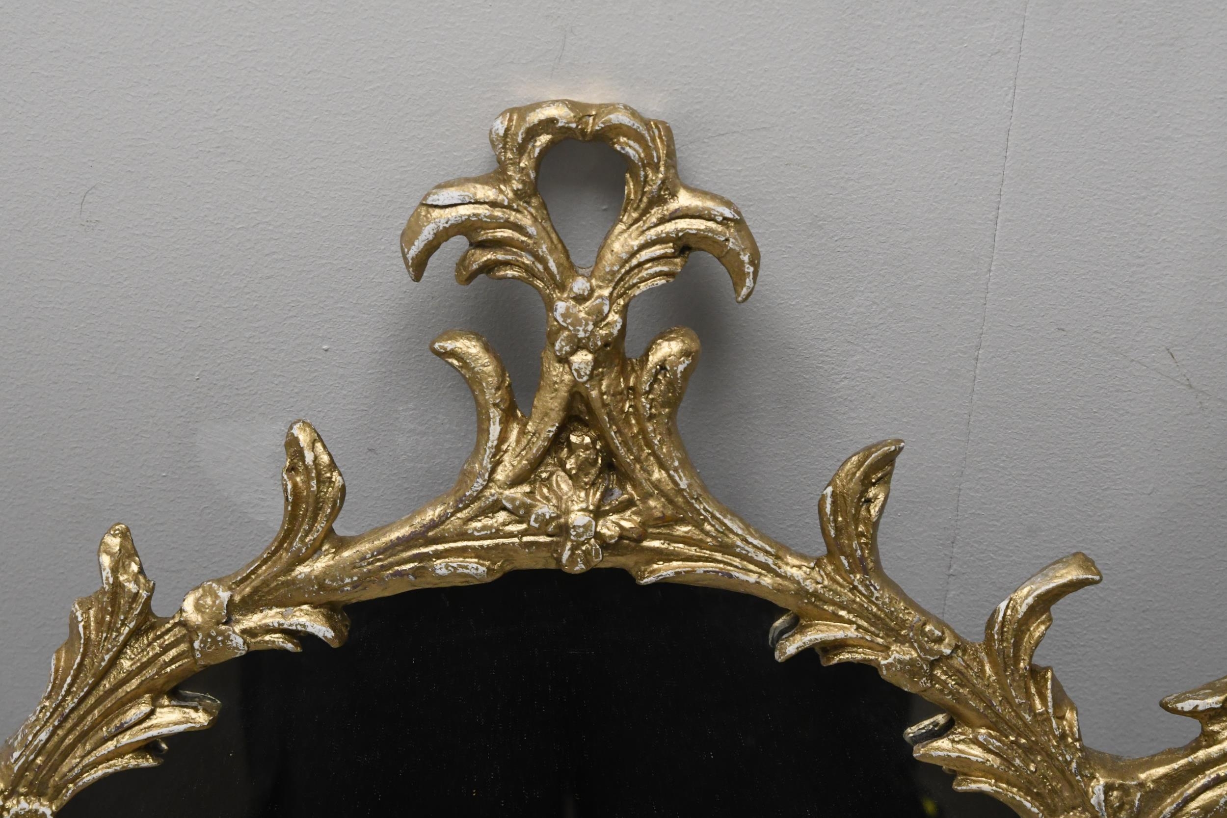 A small gilt metal overmantel mirror in the Chinese Chippendale style. H.70 W.80 - Image 2 of 4