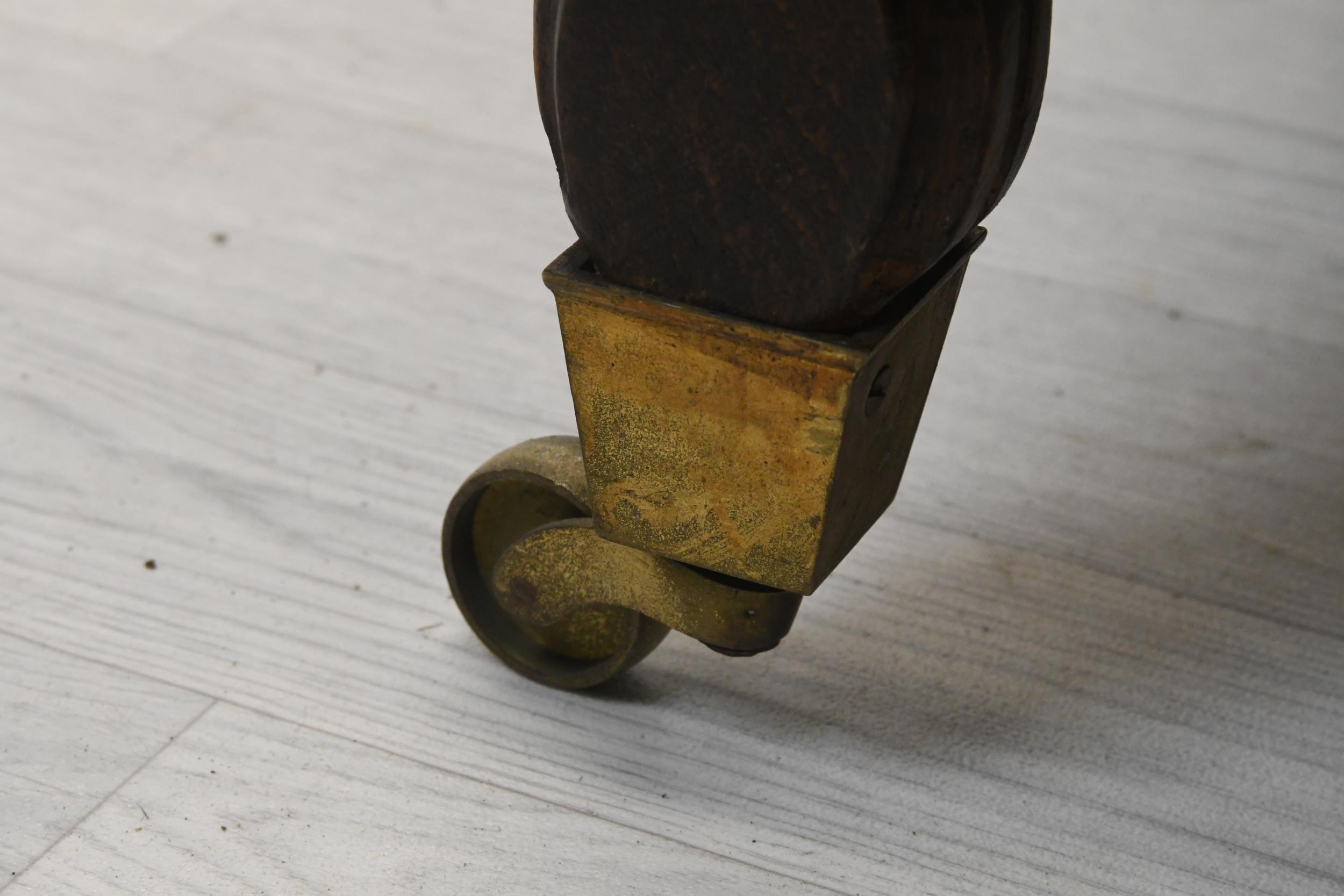 Library armchair, 19th century walnut framed in the antique style in faux suede upholstery. H.113 - Image 4 of 4