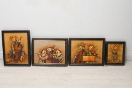 Four framed oil on canvases of musicians playing different instruments, signed J. Medminus. H.35 W.